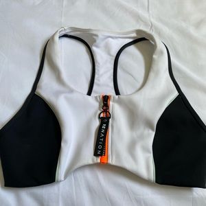 P.E Nation White and Black Sports Bra